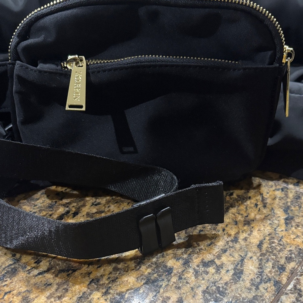 Zorfin Black Belt Bag with Gold Zipper